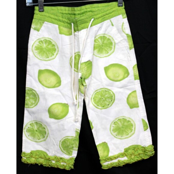 Trish Scully 2pc Outfit Sz 6 Tank Top Pants Lime Summer Shirred Neck Fruit Tent - Picture 8 of 16